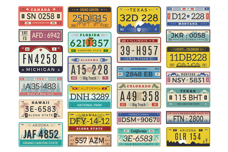 car-plates-highway-automobile-license-numbers-old-retro-style-vector