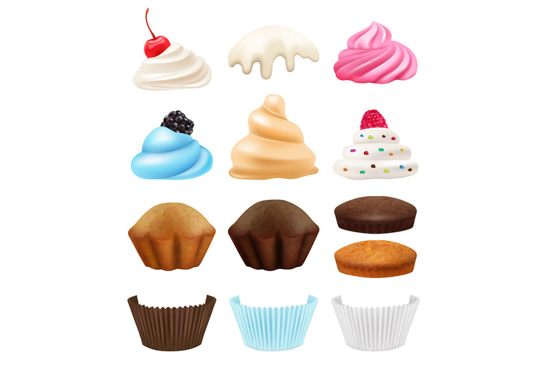 cakes-collection-realistic-cupcakes-creation-kit-muffin-cream-fruits