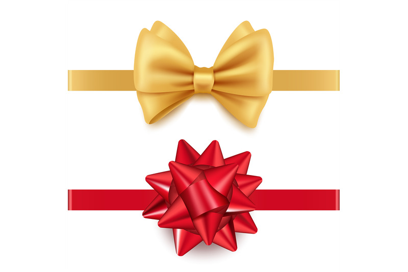 vector-realistic-red-and-golden-gift-bows-isolated-on-white-background