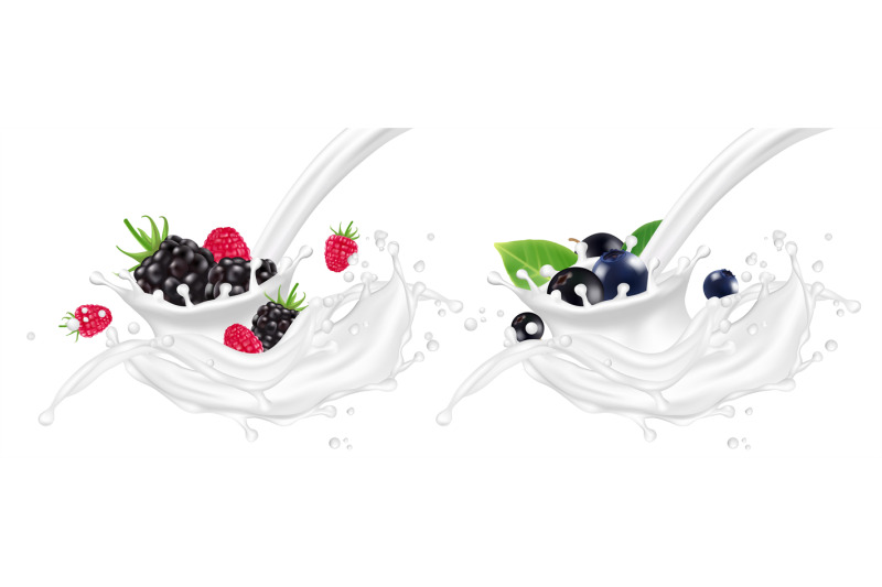 realistic-yogurt-splashes-with-berries-vector-illustration