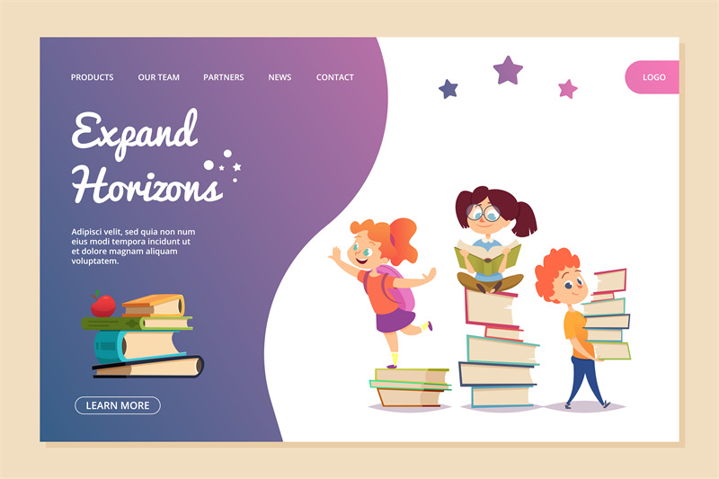 expand-horizons-vector-concept-reading-landing-page-template-cartoon