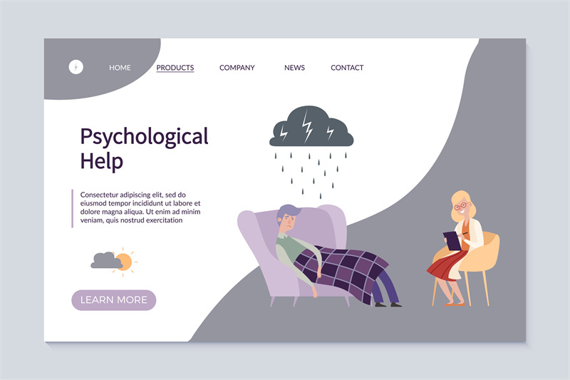 psychological-help-web-landing-page-vector-template