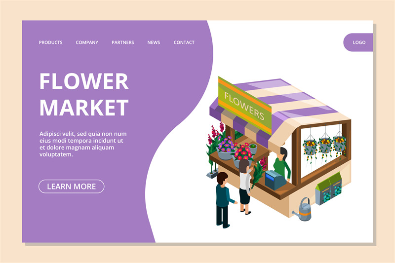 flower-market-landing-page-template-isometric-flowers-counter-peopl