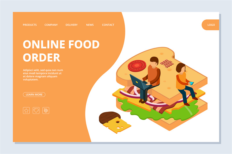 online-food-order-landing-page-template-vector-isometric-sandwich-and