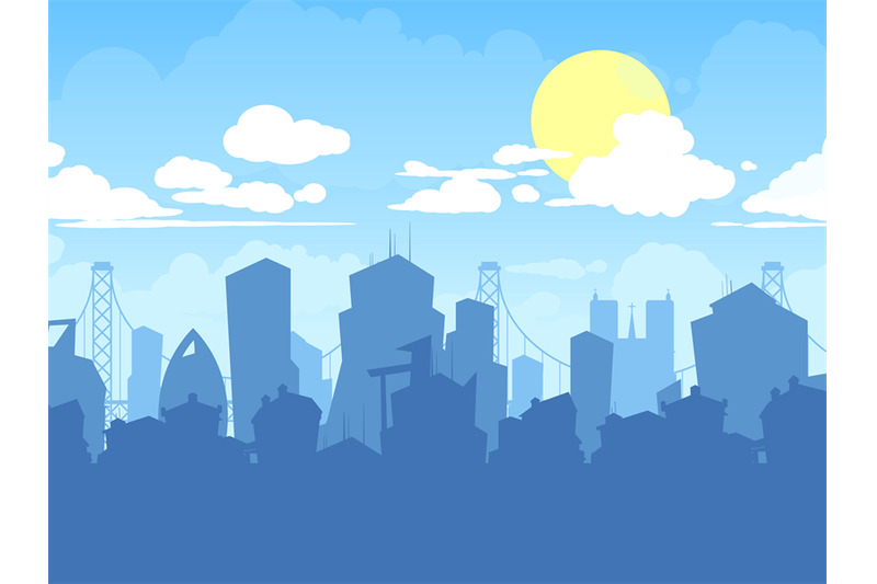 city-landscape-cloudy-urban-flat-vector-background-with-silhouettes-o