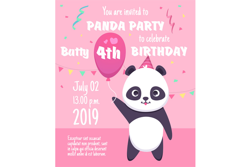 kids-party-invitation-panda-characters-greeting-cards-with-cute-littl