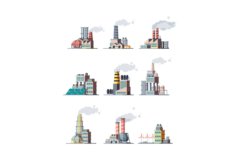 factory-industrial-buildings-smoke-modern-plants-vector-flat-illustra