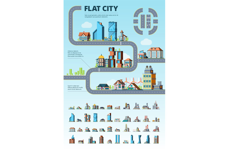flat-city-infographic-cityscape-municipal-buildings-urban-road-archit
