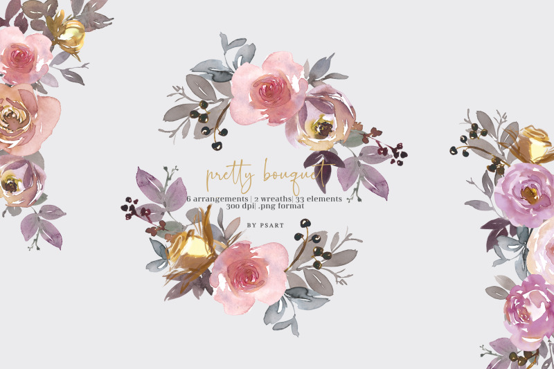 pretty-bouquet-watercolor-floral-clipart-set