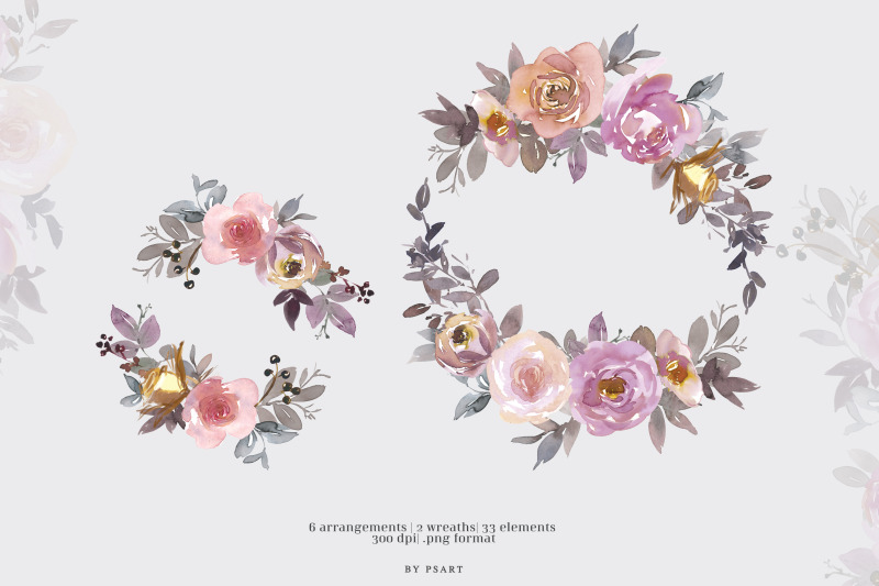 pretty-bouquet-watercolor-floral-clipart-set