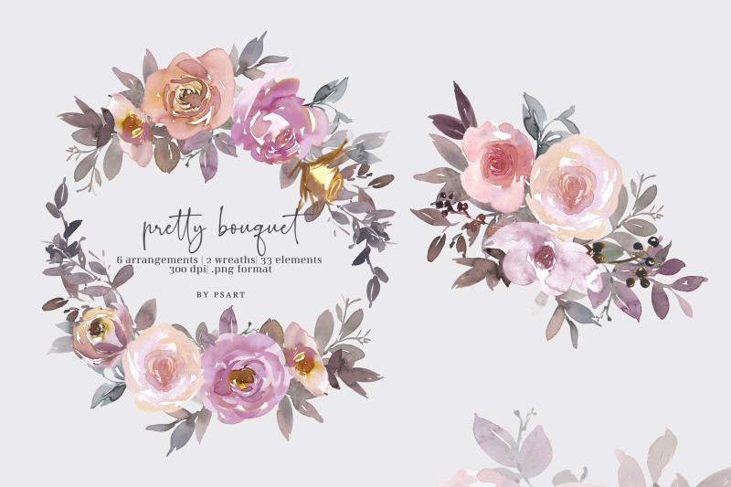 pretty-bouquet-watercolor-floral-clipart-set