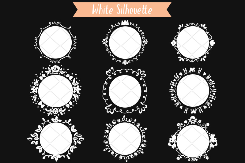 white-circle-doodle-frames-hand-drawn-round-border-wreath