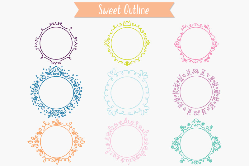 colored-circle-doodle-frames-hand-drawn-round-border-wreath