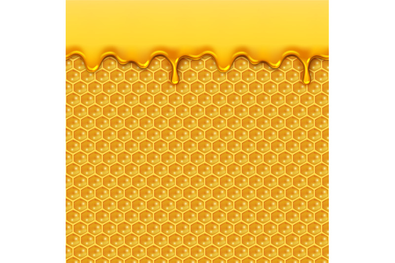 liquid-honey-pattern-bee-honeycombs-and-honey-drops-syrup-natural-yel