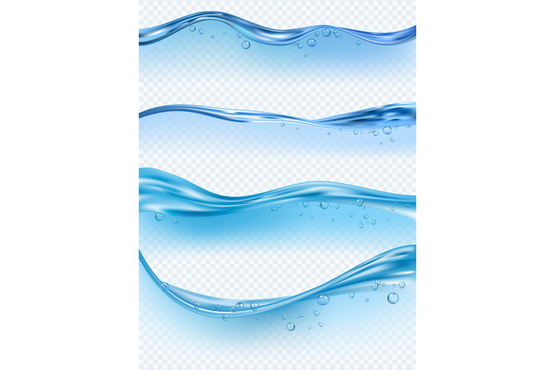 wave-realistic-water-splashes-liquid-surface-with-bubbles-transparent