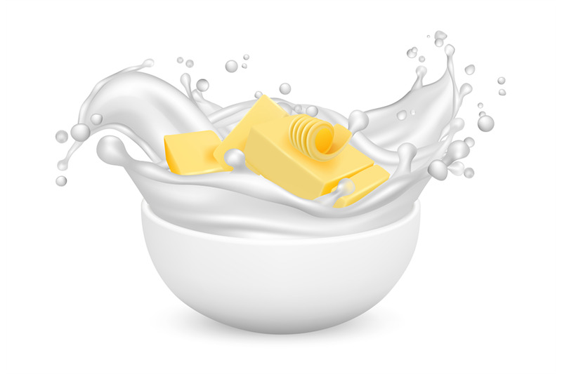 realistic-vector-milk-and-butter-in-bowl-isolated-on-white-background