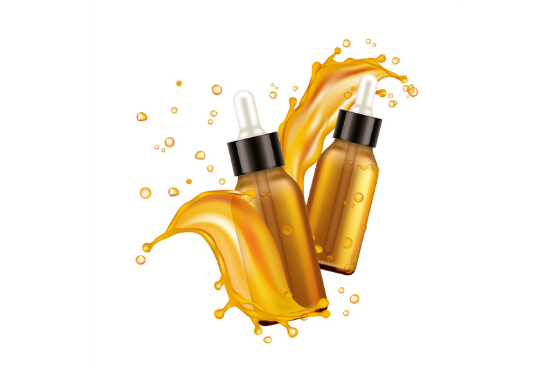 essential-oil-bottles-realistic-cosmetic-backaging-vector-oil-splash