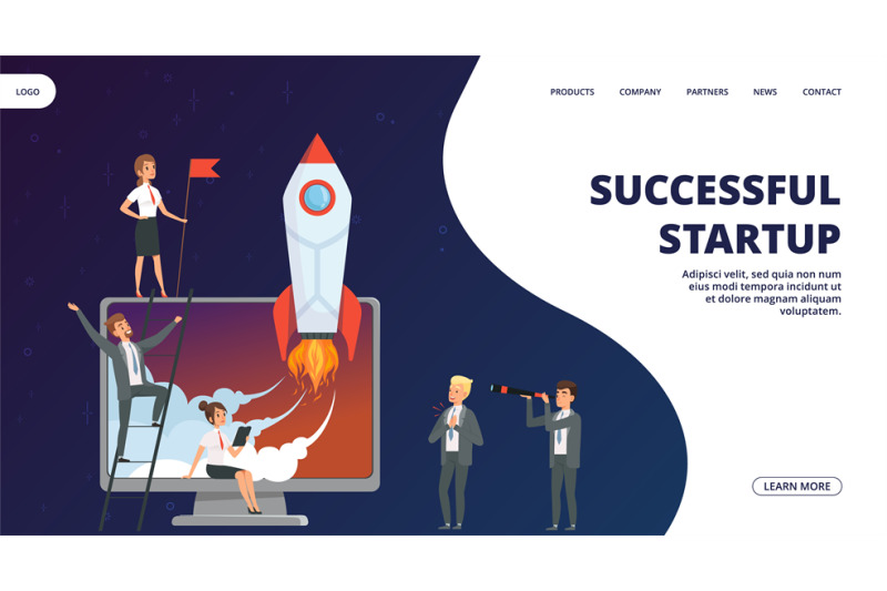 startup-landing-page-vector-successful-business-team-web-banner