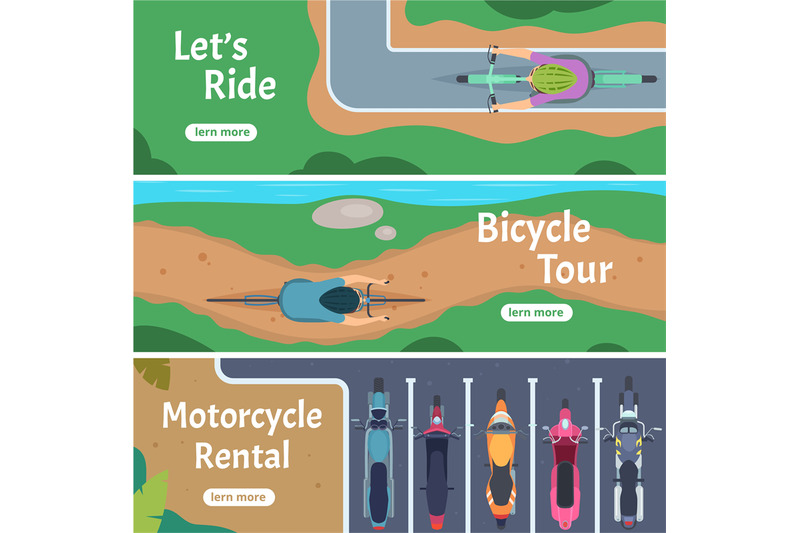 banner-city-bicycle-trails-people-driving-bike-top-view-road-traffic