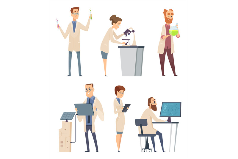 science-characters-pharmacist-modern-biologist-technician-instructor