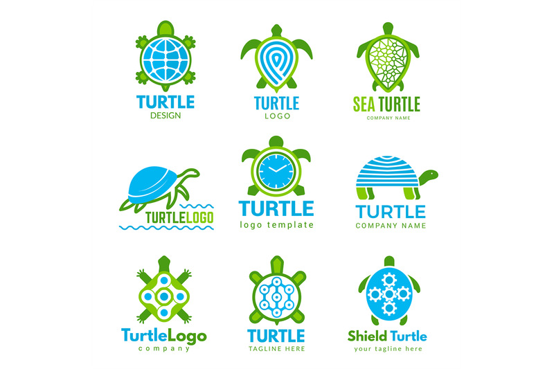 turtle-logo-ocean-wild-animal-stylized-symbols-tattoo-designs-vector