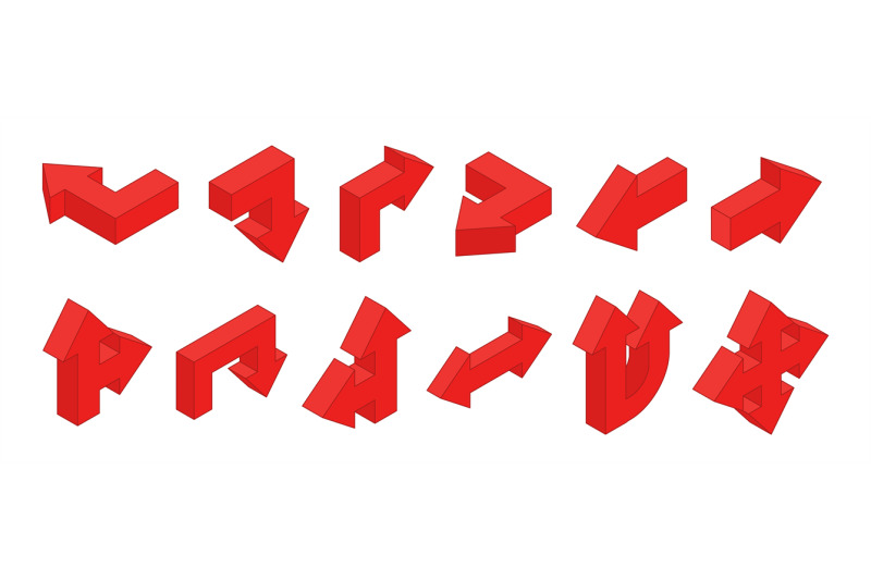 3d-arrows-isometric-red-multidirectional-arrows-vector-set