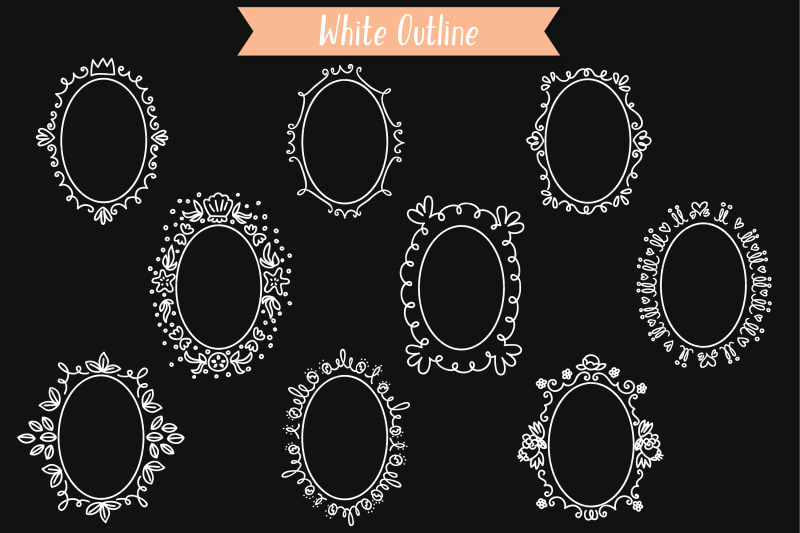 white-oval-doodle-frames-hand-drawn-round-border-wreath