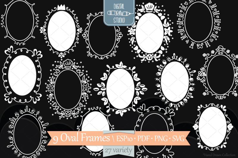 white-oval-doodle-frames-hand-drawn-round-border-wreath