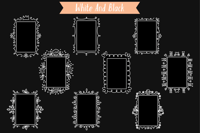 white-rectangle-doodle-frames-hand-drawn-oblong-border-wreath