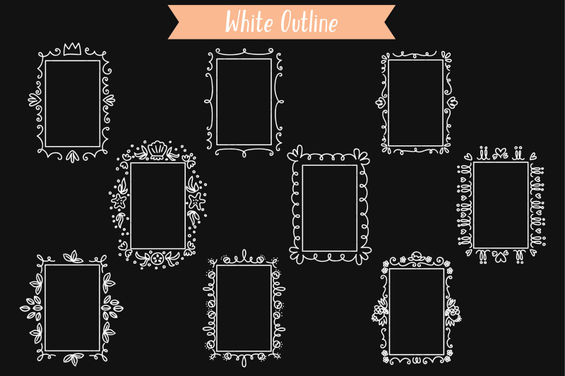 white-rectangle-doodle-frames-hand-drawn-oblong-border-wreath