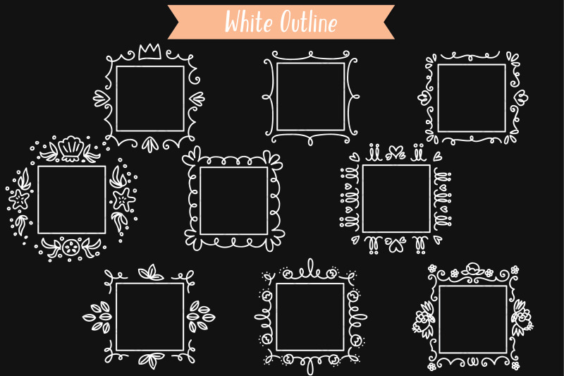 white-square-doodle-frames-hand-drawn-monogram-border