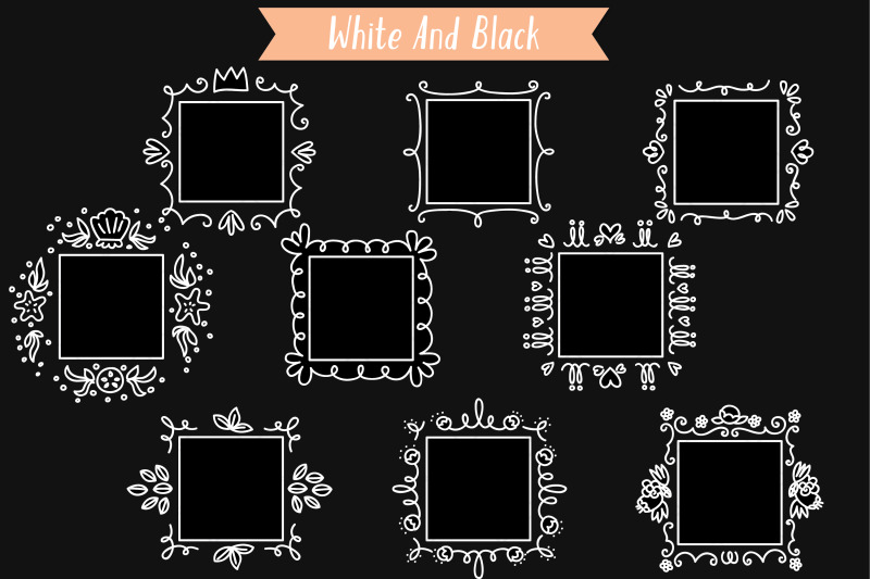 white-square-doodle-frames-hand-drawn-monogram-border