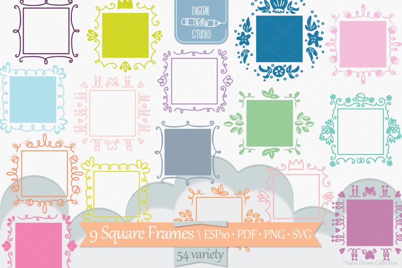 colored-square-doodle-frames-hand-drawn-monogram-border