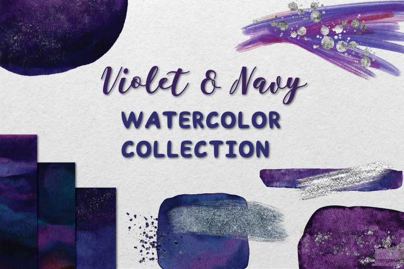 violet-and-navy-watercolor-collection