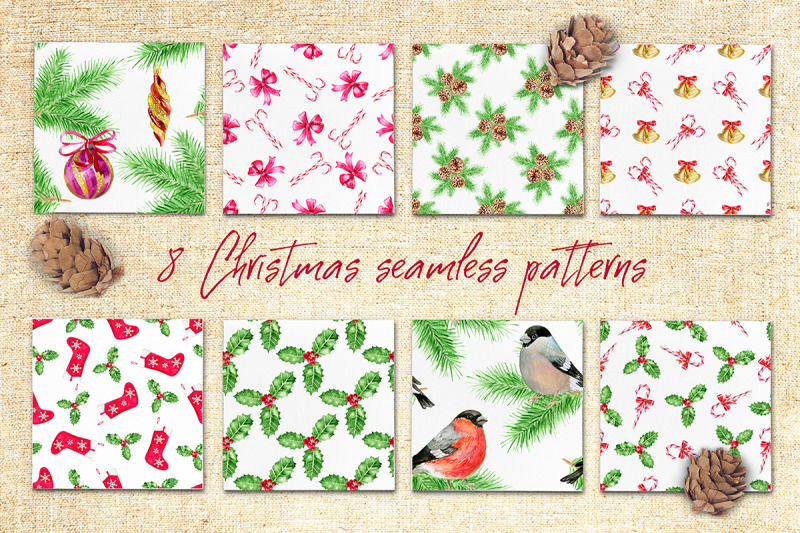 watercolor-christmas-seamless-patterns