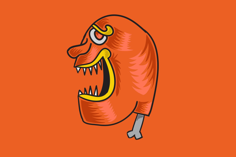 halloween-icon-with-monster-yellow-meat
