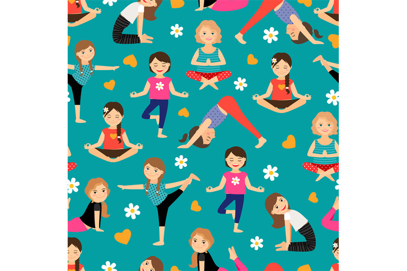 cartoon-girls-yoga-seamless-pattern