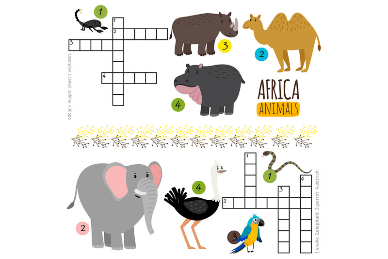 african-animals-mini-crosswords