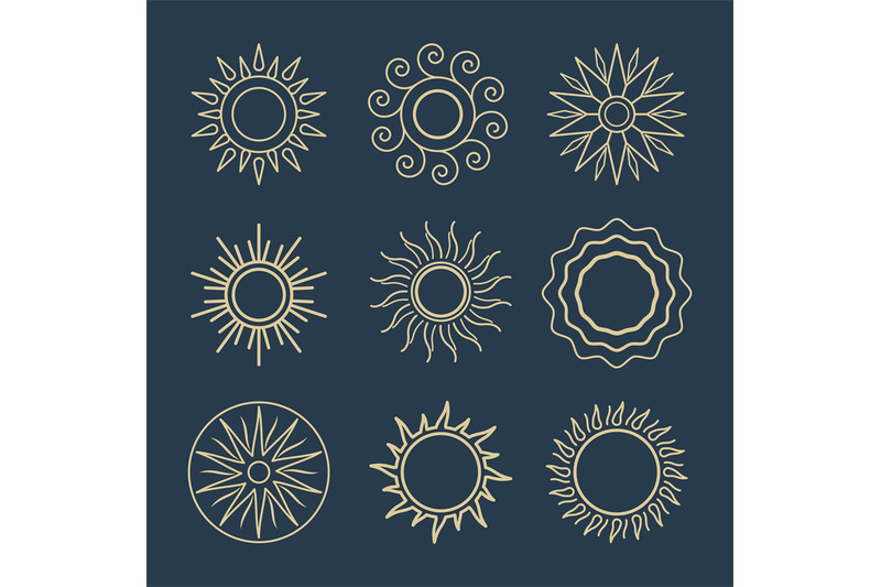 abstract-sun-line-icons-vector-suns-symbols-summer-sunshine-outline