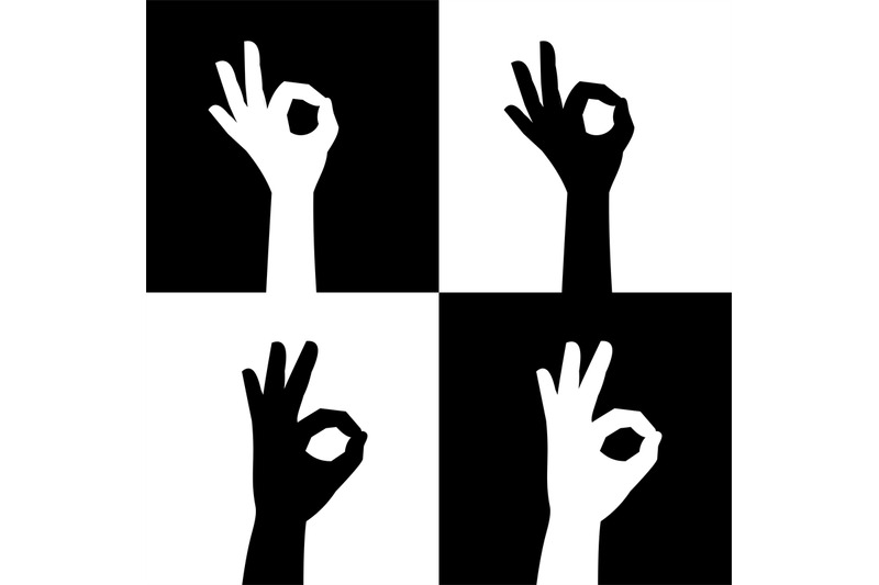 ok-sign-silhouette-hands-icons