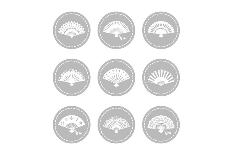 oriental-japanese-hand-fans-icons-vector-collection