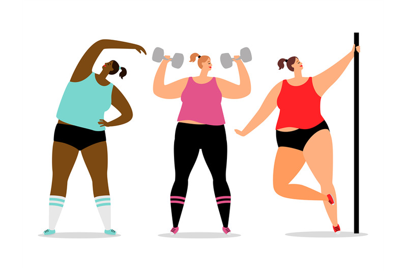 fitness-and-sporty-women-vector-isolated-on-white-background