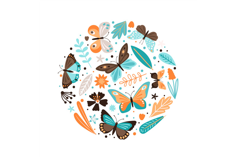 colorful-banner-with-floral-elements-and-butterflies-vector-isolated-o