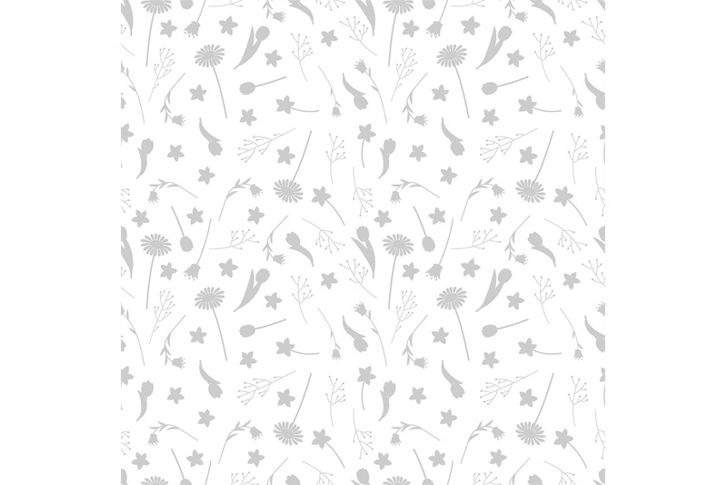 grey-flowers-and-leaves-silhouettes-seamless-pattern