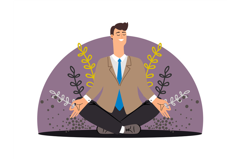 happy-business-man-meditation-vector-concept-isolated