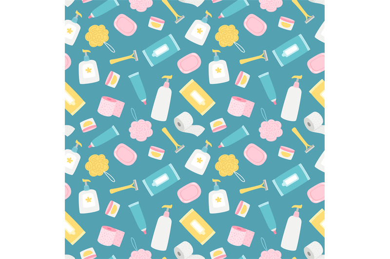 hygiene-products-and-accessorises-vector-seamless-pattern
