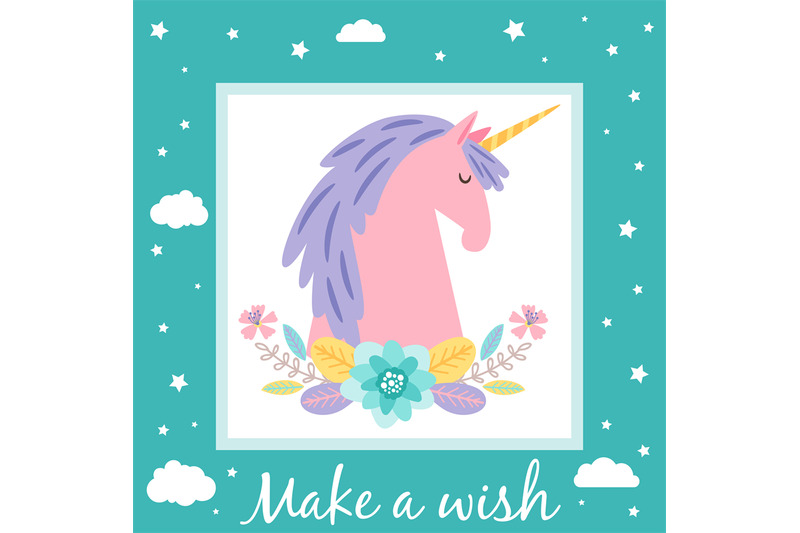 make-a-wish-card-template-with-cute-unicorn-and-stars