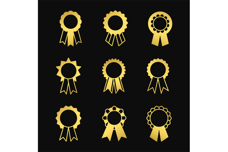 award-ribbons-golden-icons-vector-of-set