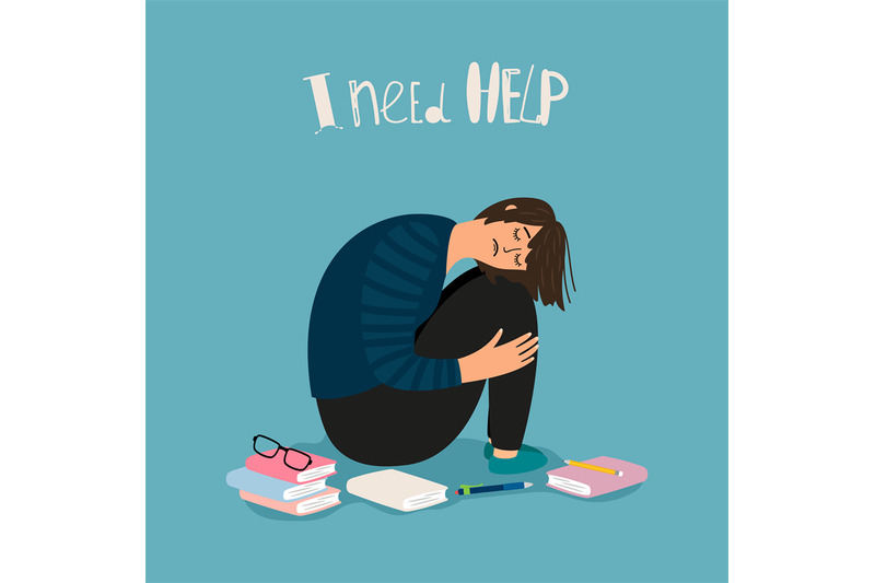 depressed-student-vector-concept-with-books-and-lettering-i-need-help