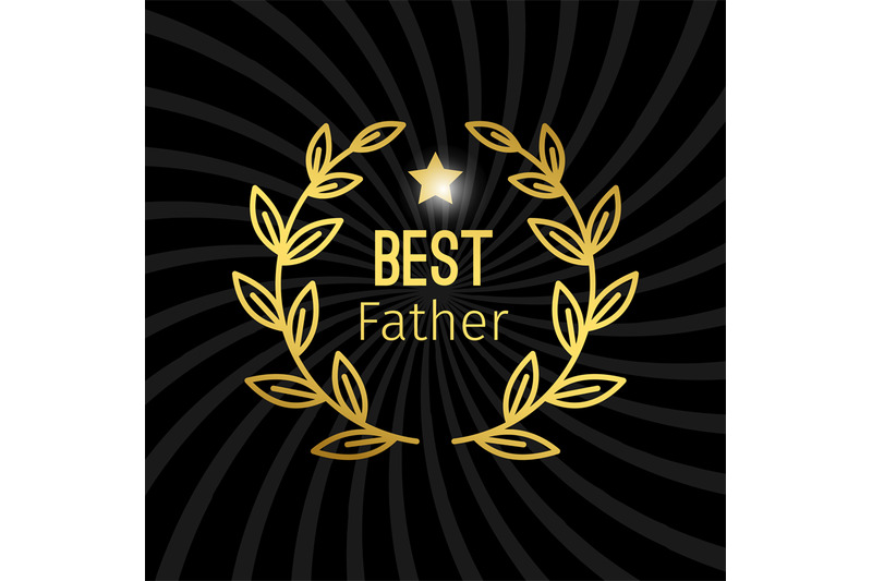 golden-best-father-label-with-wreath-vector-design